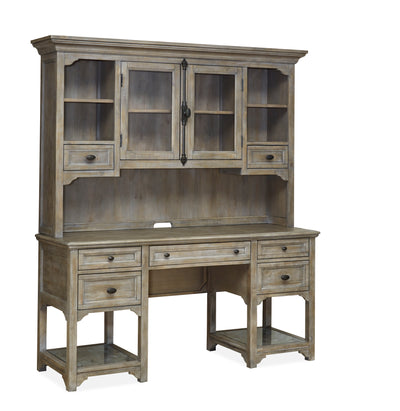 Harold 64" Desk with Storage and Tempered Glass Shelves - Dovetail Grey | Bureau Harold de 64 po avec rangement et tablettes en verre trempé - gris tourterelle
