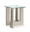 Jerome 22\" End Table with Glass Top - Smokey Pine