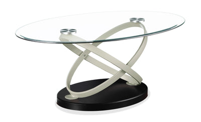 Vikki 48" Modern Oval Glass Top Coffee Table - Glass with Metal Base|Table à café ovale moderne Vikki de 48 po avec dessus en verre - verre avec base en métal