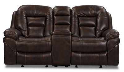 Leo Leathaire Reclining Loveseat - Walnut - Contemporary style Loveseat in Walnut