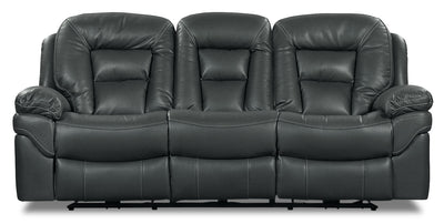 Leo 87.5" Leather-Look Fabric Power Reclining Sofa - Grey | Sofa à inclinaison électrique Leo de 87,5 po en tissu d’apparence cuir - gris