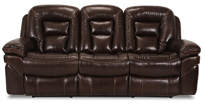 Leo 87.5" Genuine Leather Power Reclining Sofa - Walnut Brown | Sofa à inclinaison électrique Leo de 87,5 po en cuir véritable - brun noyer