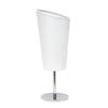Simple Designs Mini Chrome Table Lamp with Angled Fabric Shade - White
