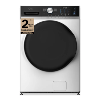 Midea 5.2 Cu. Ft. Front Load Washer with Steam Care – White - MLHW52S7AWW | Laveuse Midea à chargement frontal de 5,2 pi³ avec soin à la vapeur – blanche – MLHW52S7AWW