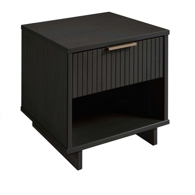 Manhattan Comfort Granville Modern Nightstand with Full Extension Drawer - Charcoal Grey|Table de nuit moderne Granville de Manhattan Comfort avec tiroirs à extension complète - gris charbon