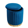 Charlotte Velvet Round Ottoman with Gold Base Navy Benches