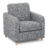 Made in Canada Sofa Lab Customizable Club 36\" Fabric Accent Chair with Wood Legs – Jet Accent Fabric