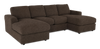 Made in Canada Customizable Sofa Lab Curve Fabric Double Chaise Sectional - Teddy Walnut