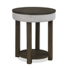Elroy 21\" Rustic Round Lift Top End Table With Shelf - Brown and Grey with Fabric Edge