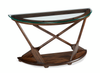 Hatfield 50\" Eclectic Sofa Table with Glass Top & Carved Oars in Wood Base – Dark Oak