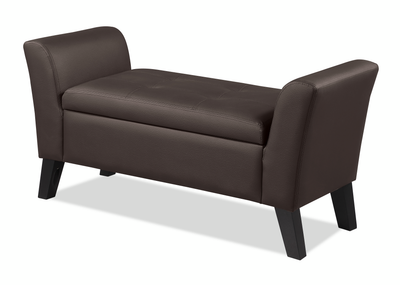 Kohen 46.75" Contemporary Leather-Look Fabric Bench with Storage – Brown | Banc contemporain Kohen de 46,75 po en tissu d’apparence cuir avec rangement - brun