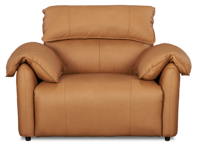 Momento 54" Genuine Leather Power Reclining Chair – Caramel | Fauteuil à inclinaison électrique Momento de 54 po en cuir véritable - caramel