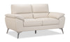 Mystic 65.7” Contemporary Genuine Leather Loveseat - Frost