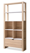 Oscar 36\" Contemporary Bookcase with File Drawer – Weathered White and Faux Marble
