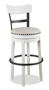 Otis Bar Height Stool with Swivel Seat & Vegan Leather Fabric, 30.5\"H, Metal – White