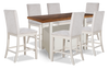 Piper 7pc Counter-Height Dining Set with Table & 6 Chairs, 60-72\" Extension, Storage – White