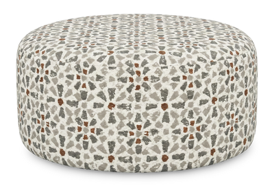 Made in Canada Customizable Sofa Lab Round 38" Fabric Ottoman – Copper Accent Fabric | Pouf courbé personnalisable de Sofa Lab de 38 po fabriqué au Canada en tissu - tissu décoratif Copper