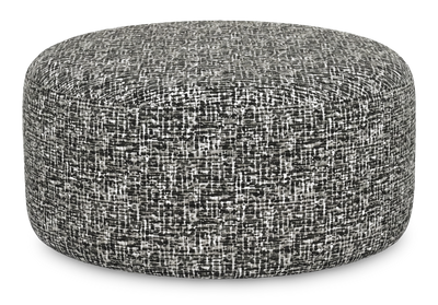 Made in Canada Customizable Sofa Lab Round 38" Fabric Ottoman – Jet Accent Fabric | Pouf courbé personnalisable de Sofa Lab de 38 po fabriqué au Canada en tissu - tissu décoratif Jet