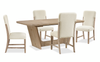 Austin 5pc Extension Dining Set with Table & 4 Chairs, 82-94\"W - Taupe & Natural Oak Brown
