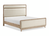 Sasha Panel Bed with Fabric Headboard & Footboard, Natural Oak Brown - Queen Size