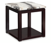 Sicily 22\" Traditional End Table with Shelf - Dark Brown Base with Cream Marble Look Top