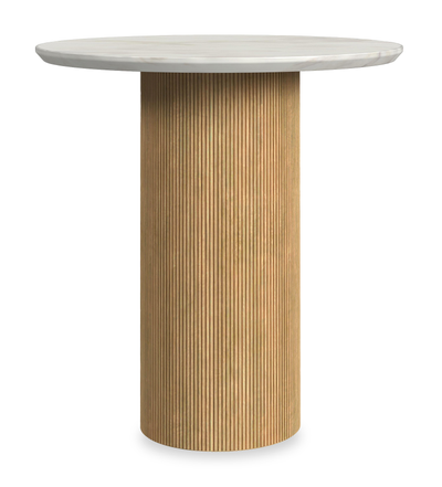 Sylvie 22” Modern Round End Table with Marble Look Top – Natural | Table de bout ronde moderne Sylvie de 22 po avec dessus en imitation de marbre - naturelle