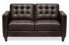 Theo 62\" Top-Grain Genuine Leather Loveseat with Removable Back Cushion and Wood Feet – Brown