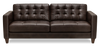 Theo 85\" Top-Grain Genuine Leather Sofa with Removable Back Cushion and Wood Feet – Brown