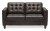 Theo 62\" Top-Grain Genuine Leather Loveseat with Removable Back Cushion and Wood Feet – Grey