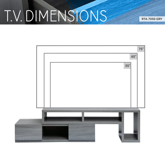 Techni Mobili 54\" Adjustable TV Stand For TVs up to 65\" - Grey