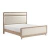 Sasha Panel Bed with Fabric Headboard & Footboard, Natural Oak Brown - King Size
