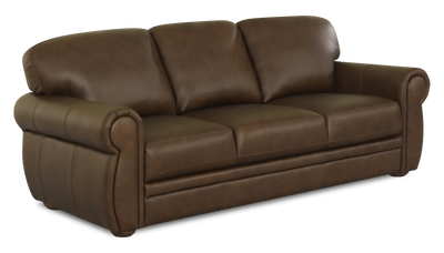 Chateau d’Ax Porto 90" Traditional Genuine Leather Sofa - Chocolate | Sofa traditionnel Porto de Château d’Ax de 90 po en cuir véritable - chocolat