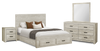 Soren 6pc Bedroom Set with Storage Bed, Dresser, Mirror & Nightstand, Bleached Oak - Queen Size