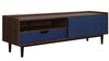 Manhattan Comfort Duane 59.25\" Modern Ribbed TV Stand - Dark Brown & Navy Blue