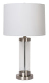 Abella 24\" Brushed Steel Table Lamp with USB Charging
