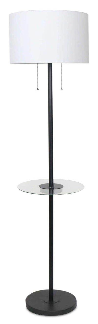 Kort & Co. Alban 26" Black Floor Lamp with USB Charging and Built-in Side Table|Lampe à pied Alban de Kort & Co. de 26 po noire avec recharge USB et table d’appoint intégrée