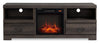 Asher 60\" Rustic Electric Fireplace TV Stand with Storage & Cable Management for TVs up to 65\"- Brown Oak