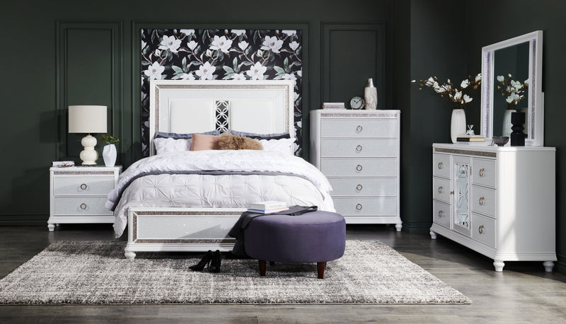 Ava Bedroom Dresser Mirror with LED Light, Glam - White