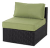 Barbados Armless Outdoor Patio Chair - Hand-Woven Resin Wicker, UV & Weather Resistant - Black/Green