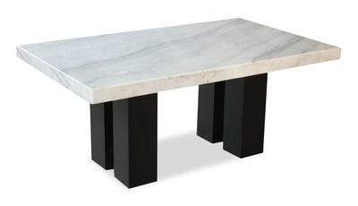 Cami Dining Table with Genuine Marble Top, 70"W - White | Table de salle à manger Cami de 70 po (L) avec dessus en marbre véritable - blanche