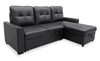 Carter 2-Piece Right-Facing Leather-Look Fabric Sleeper Sectional with Storage Chaise - Black
