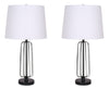 Kort & Co. Clare 27\" Matte Black 2-Piece Set, with Two Table Lamps and USB Charging