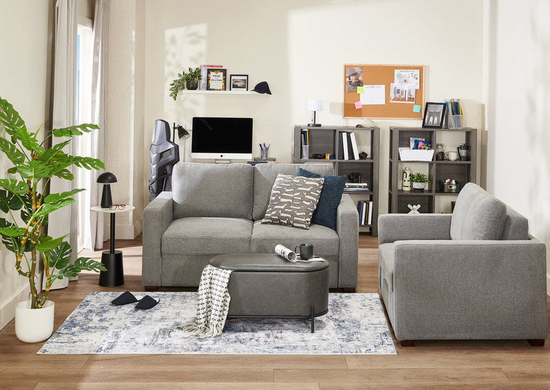 Dusk 52\" Linen-Look Fabric Sleeper Chair with Track Arms - Grey