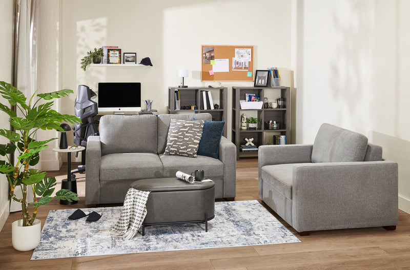 Dusk 52\" Linen-Look Fabric Sleeper Chair with Track Arms - Grey
