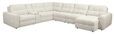 Scott Living Elevate Modular 7-Piece Right-Facing Chenille Fabric Power Reclining and Sliding Sectional - Beige | Sofa sectionnel modulaire à coulissement et inclinaison électriques de droite Elevate de Scott Living 7 pièces en tissu de chenille - beige