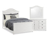 Ella 5pc Bedroom Set with Panel Bed, Dresser & Mirror, White - Queen Size