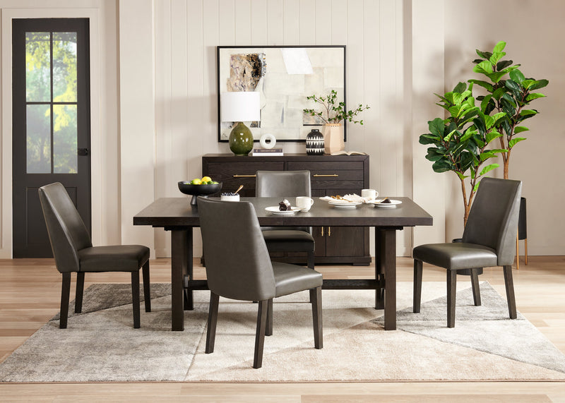 Emery Dining Chair with Vegan-Leather Fabric - Brown