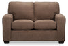 Made in Canada Fiona 58\" Chenille Fabric Loveseat with Track Arms - Mocha Brown