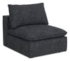 Fusion Modular 33.46\" Charcoal Grey Chenille Fabric Armless Chair with Removable Feather Down Cushion
