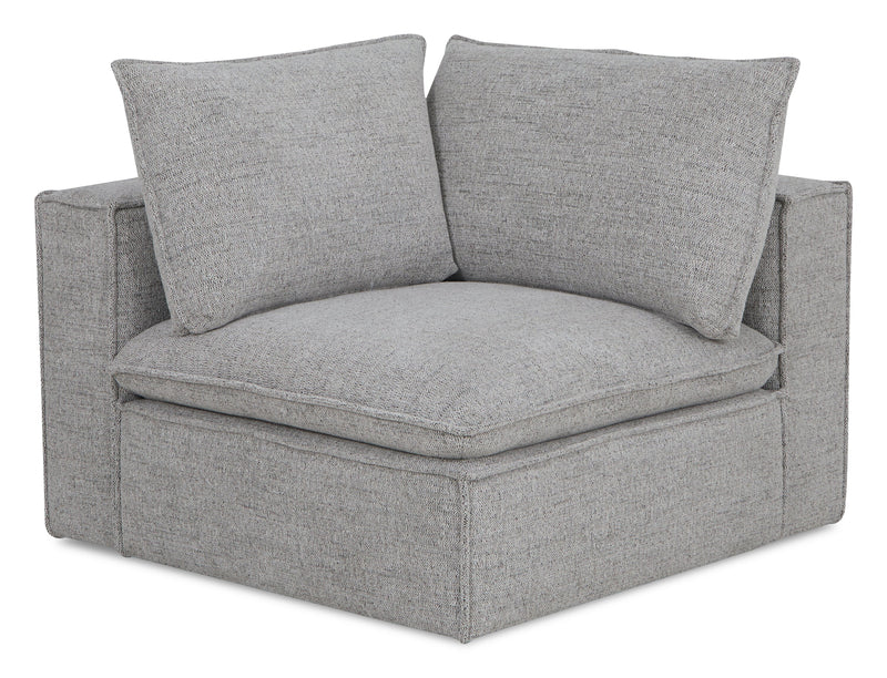 Fusion Modular 83.46\" Silver Grey Chenille Fabric Loveseat with Removable Feather Down Back Cushions